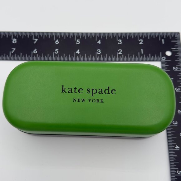 Kate Spade New York Large Green Black Eyeglass Case With Polka Dot Cloth - Picture 4 of 5